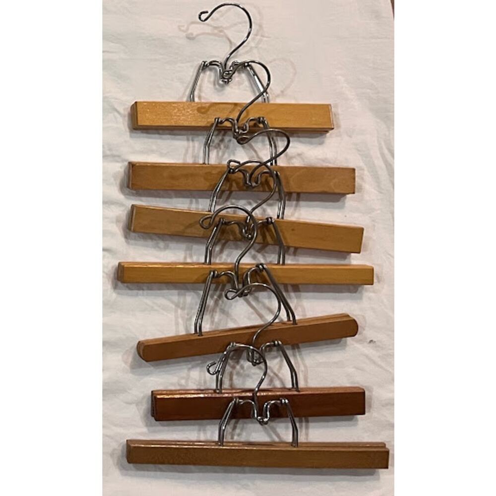 Vintage Pant Skirt Plain Wood Hangers Set of 7